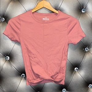 Hollister Cropped Tee with Cross at Belly Button